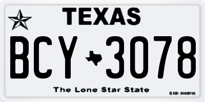 TX license plate BCY3078