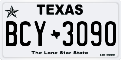 TX license plate BCY3090