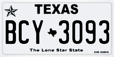 TX license plate BCY3093