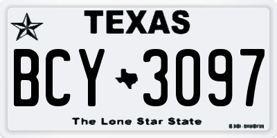 TX license plate BCY3097