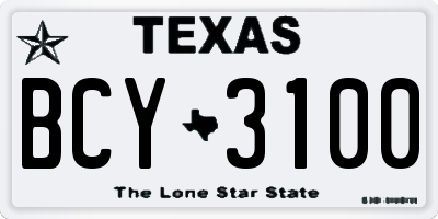 TX license plate BCY3100