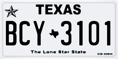 TX license plate BCY3101