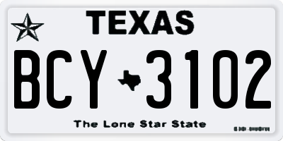 TX license plate BCY3102
