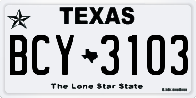 TX license plate BCY3103
