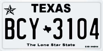 TX license plate BCY3104
