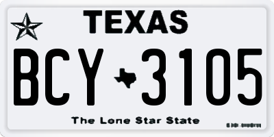 TX license plate BCY3105