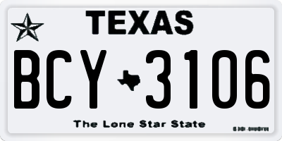 TX license plate BCY3106