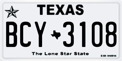 TX license plate BCY3108