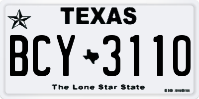 TX license plate BCY3110