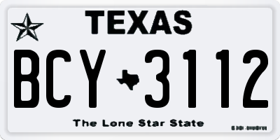 TX license plate BCY3112