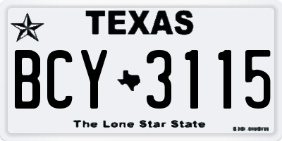 TX license plate BCY3115