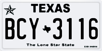 TX license plate BCY3116