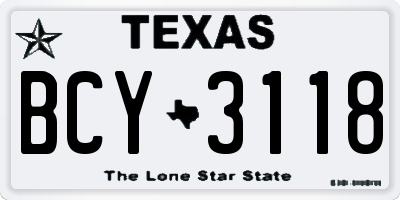 TX license plate BCY3118