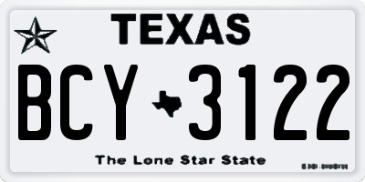 TX license plate BCY3122