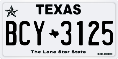 TX license plate BCY3125