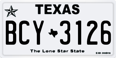 TX license plate BCY3126