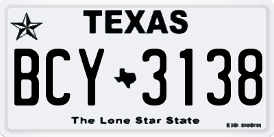 TX license plate BCY3138