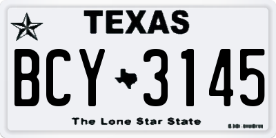 TX license plate BCY3145