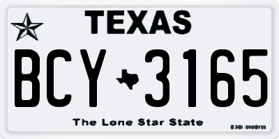 TX license plate BCY3165