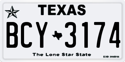 TX license plate BCY3174