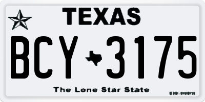 TX license plate BCY3175