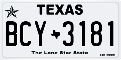 TX license plate BCY3181