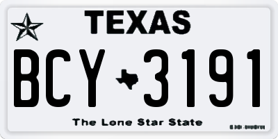 TX license plate BCY3191