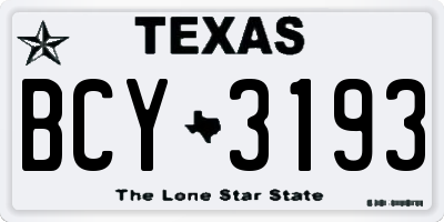 TX license plate BCY3193