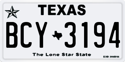TX license plate BCY3194