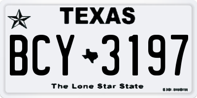 TX license plate BCY3197
