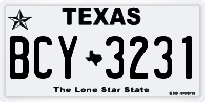 TX license plate BCY3231