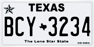 TX license plate BCY3234