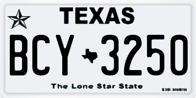 TX license plate BCY3250