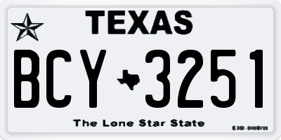 TX license plate BCY3251