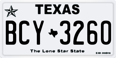 TX license plate BCY3260
