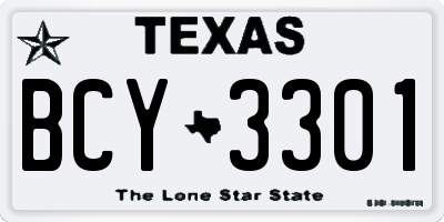 TX license plate BCY3301