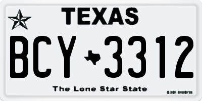 TX license plate BCY3312