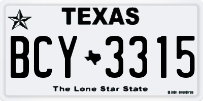 TX license plate BCY3315