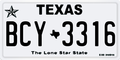 TX license plate BCY3316
