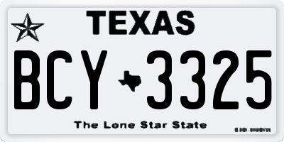 TX license plate BCY3325