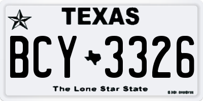 TX license plate BCY3326