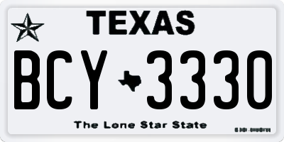 TX license plate BCY3330