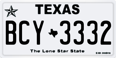 TX license plate BCY3332