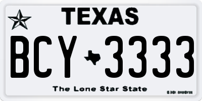 TX license plate BCY3333