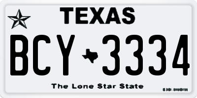 TX license plate BCY3334