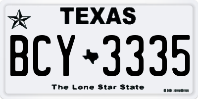 TX license plate BCY3335