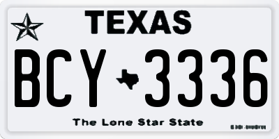 TX license plate BCY3336