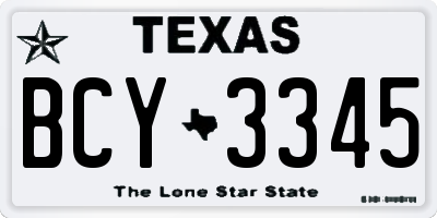 TX license plate BCY3345