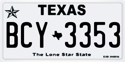 TX license plate BCY3353