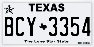 TX license plate BCY3354